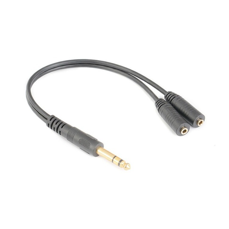 Vergoldetes 6,35-mm-stecker-auf-2-3,5-mm-buchse-audio-adapterkabel Für Elektronische Keyboards, Verstärker, Lautsprecher, Große-auf-kleine-kopfhörer Und Paarkabel.