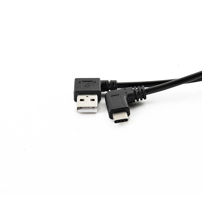 Rechtwinkliges Typ-c-stecker-auf-linkswinkliges Usb-stecker-adapterkabel Für Android-handys/tablets, Federbelastetes Datenladekabel, 1,5 Meter.