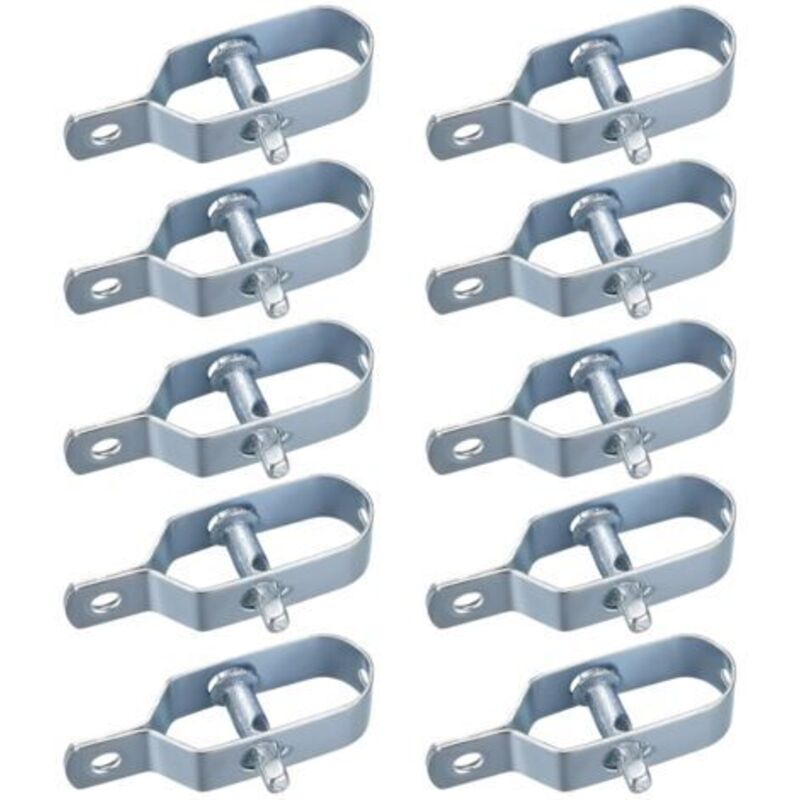 Drahtgitterspanner-set – 10-teilig – Zaunspanner, Stacheldrahtspanner, Seilspannerverbinder – Silber, Zur Zaunverstärkung