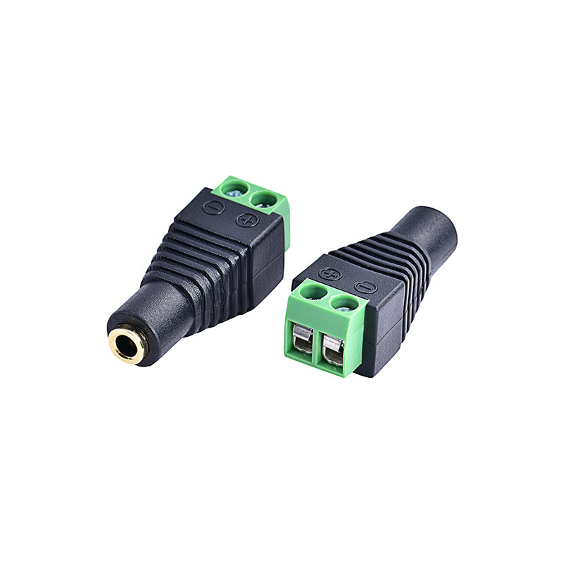 Lötloser 3,5-mm-mono-kopfhöreradapter (weiblich), Vergoldet, Auf Grüne Klemmenleiste, 2-teilig/klasse