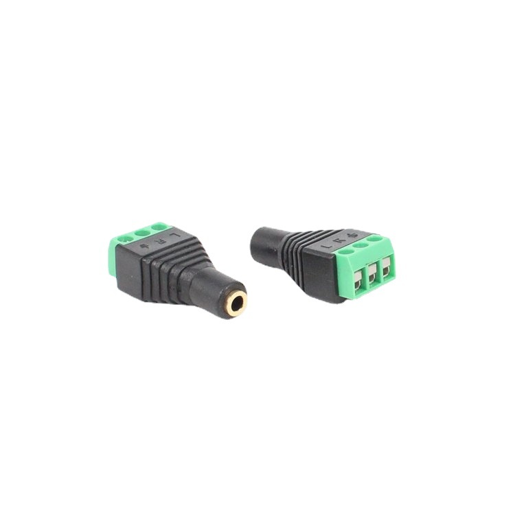 Lötloser, Vergoldeter 3,5-mm-zweikanal-audiostecker (weiblich) Mit Grünen Kontakten Für Bidirektionalen Kopfhöreradapter