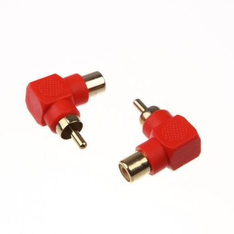 90-grad-winkeladapter (rca-stecker Auf Rca-buchse), Rechtwinkliger Lotus-adapter (stecker Auf Buchse), Rotvergoldeter L-förmiger Rca-audioadapter