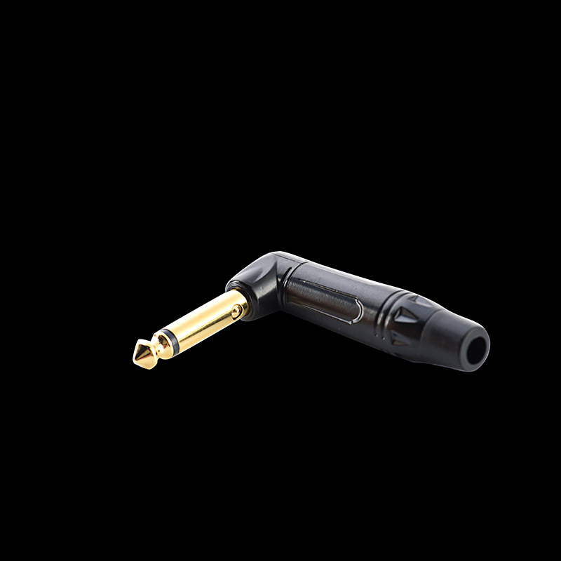 Neuer Abgewinkelter Mono-audiostecker 6,5 Mm Auf 6,35 Mm, 90-grad-doppelleiter-mikrofonanschluss, Vergoldet, Schwarz.