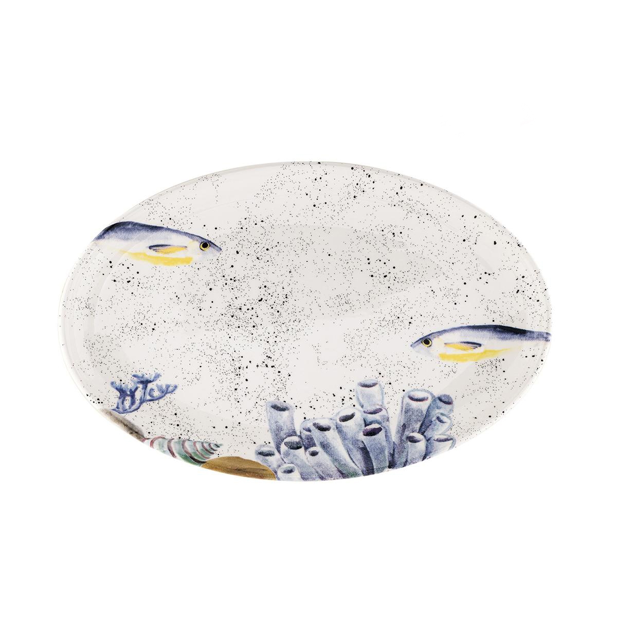 Ovaler Servierteller 40x25cm Aus Keramik Mit Maritimer Dekoration Ponza