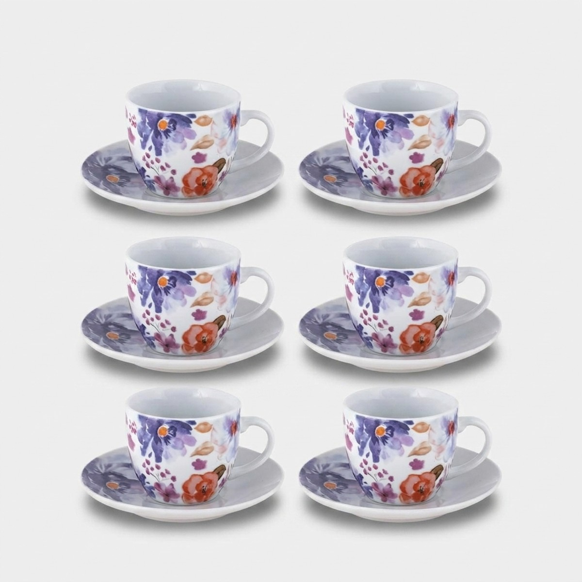 Set Aus 6 Porzellantassen Mit Blumenmuster Peonia