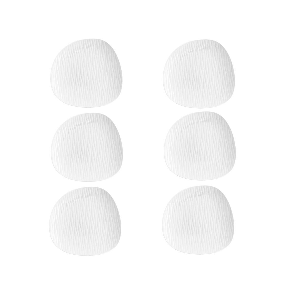Set Aus 6 Flachen Porzellantellern 28 Cm Weiß Ylang