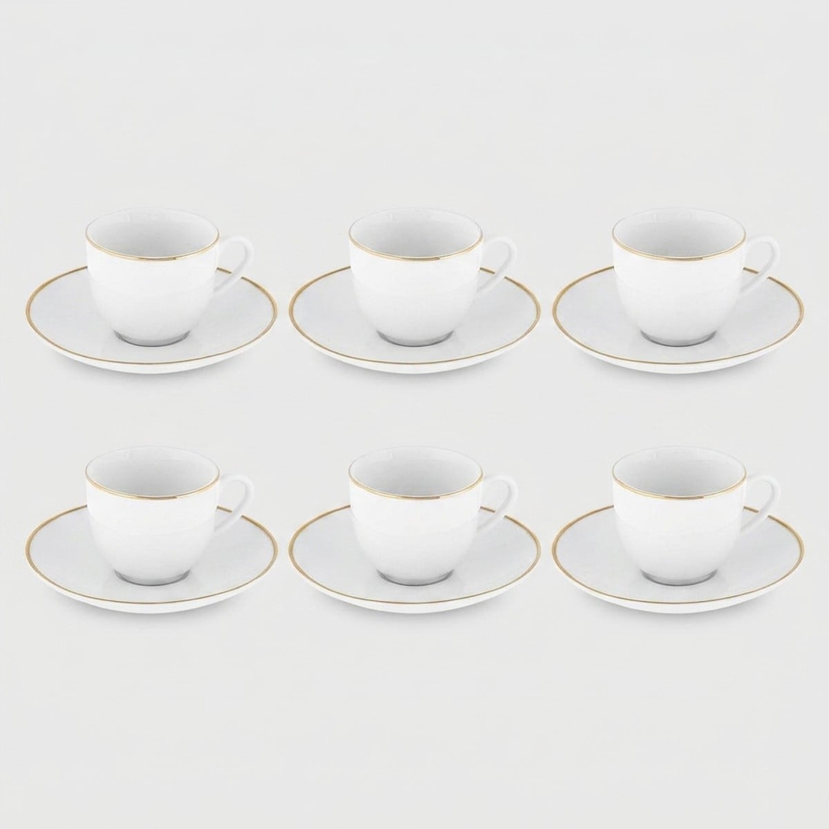 Set Aus 6 Kaffeetassen Aus Porzellan Mit Untertassen Gold Chic