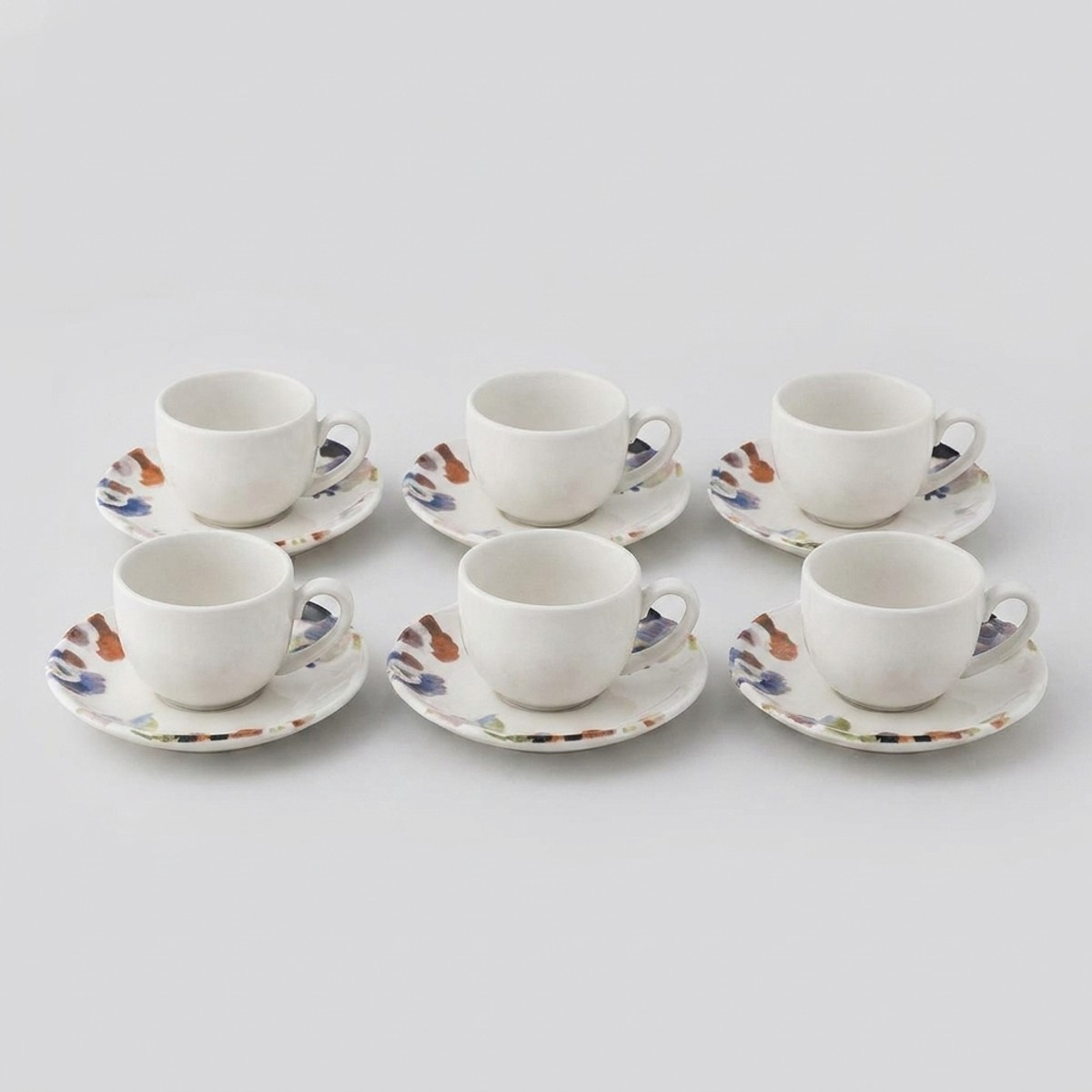 Set Mit 6 Handbemalten Porzellan-kaffeetassen Silene
