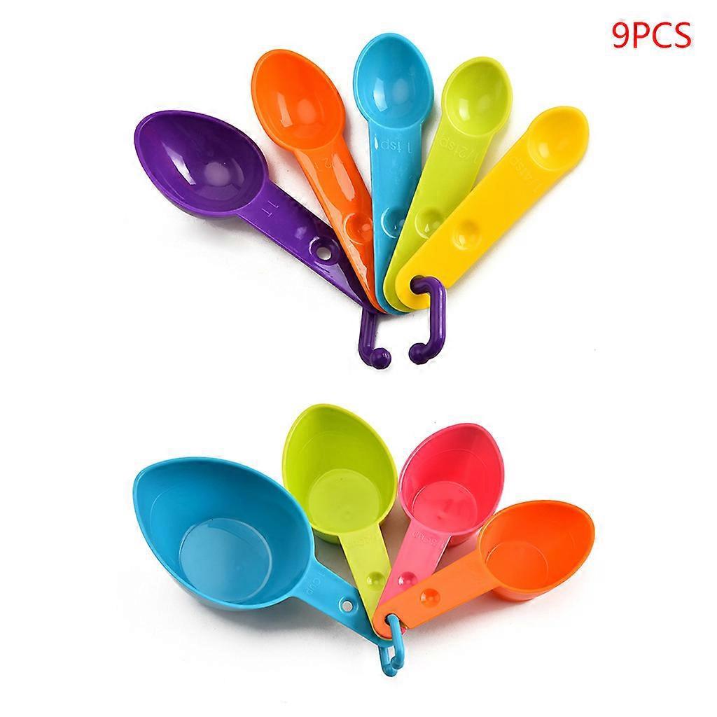 9-teiliges Set Bunter Küchenmesslöffel, Tassen, Kaffee-, Zucker-, Mehl- Und Teelöffel Mit Skala – Ideal Zum Backen Von Kuchen Und Anderen Leckereien