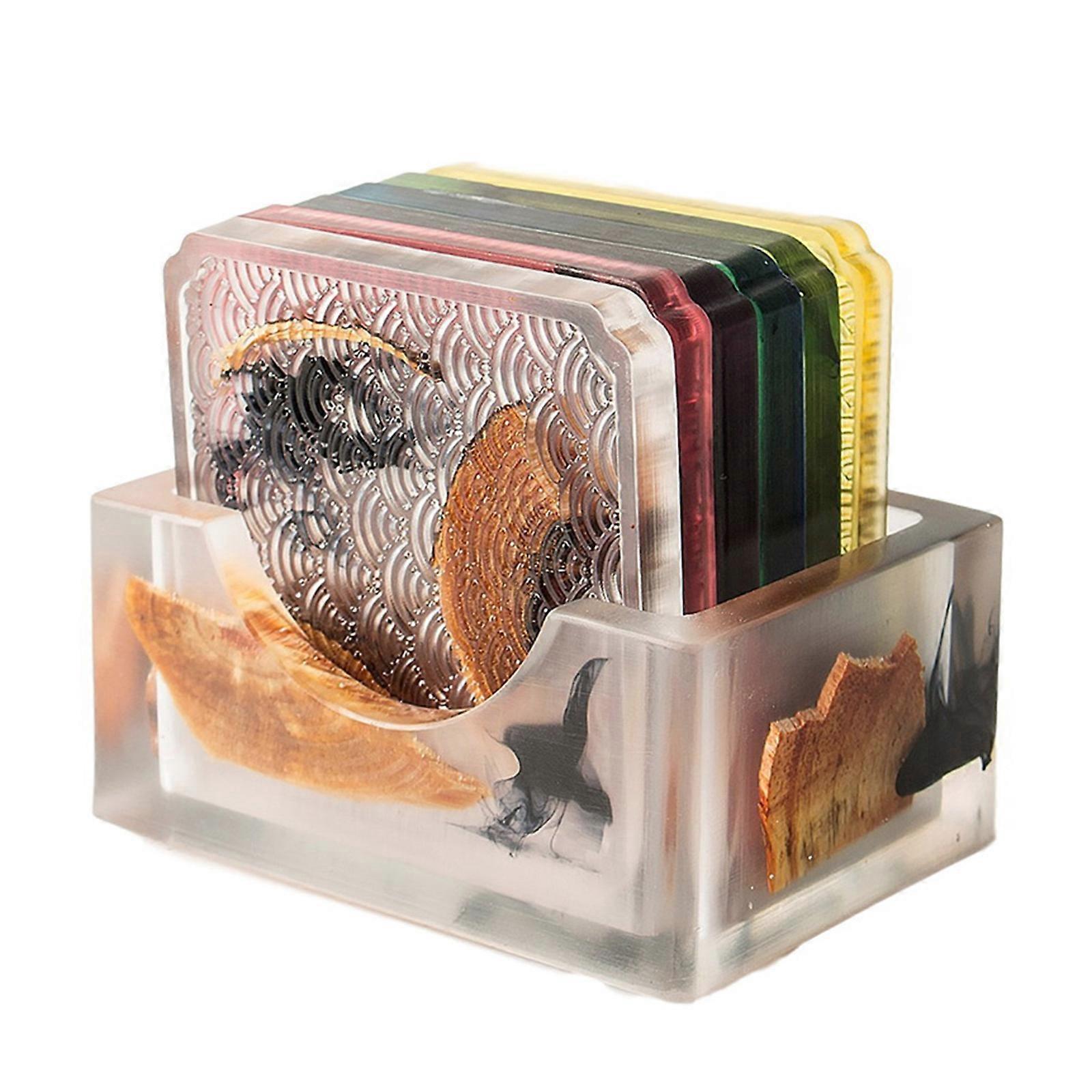 6-teiliges Set Untersetzer Aus Kiefernharz, Hitzebeständig, Ideal Als Platzsets, Natürliche Getränkeuntersetzer Für Tee- Und Kaffeetassen, Inklusive Aufbewahrungsbox