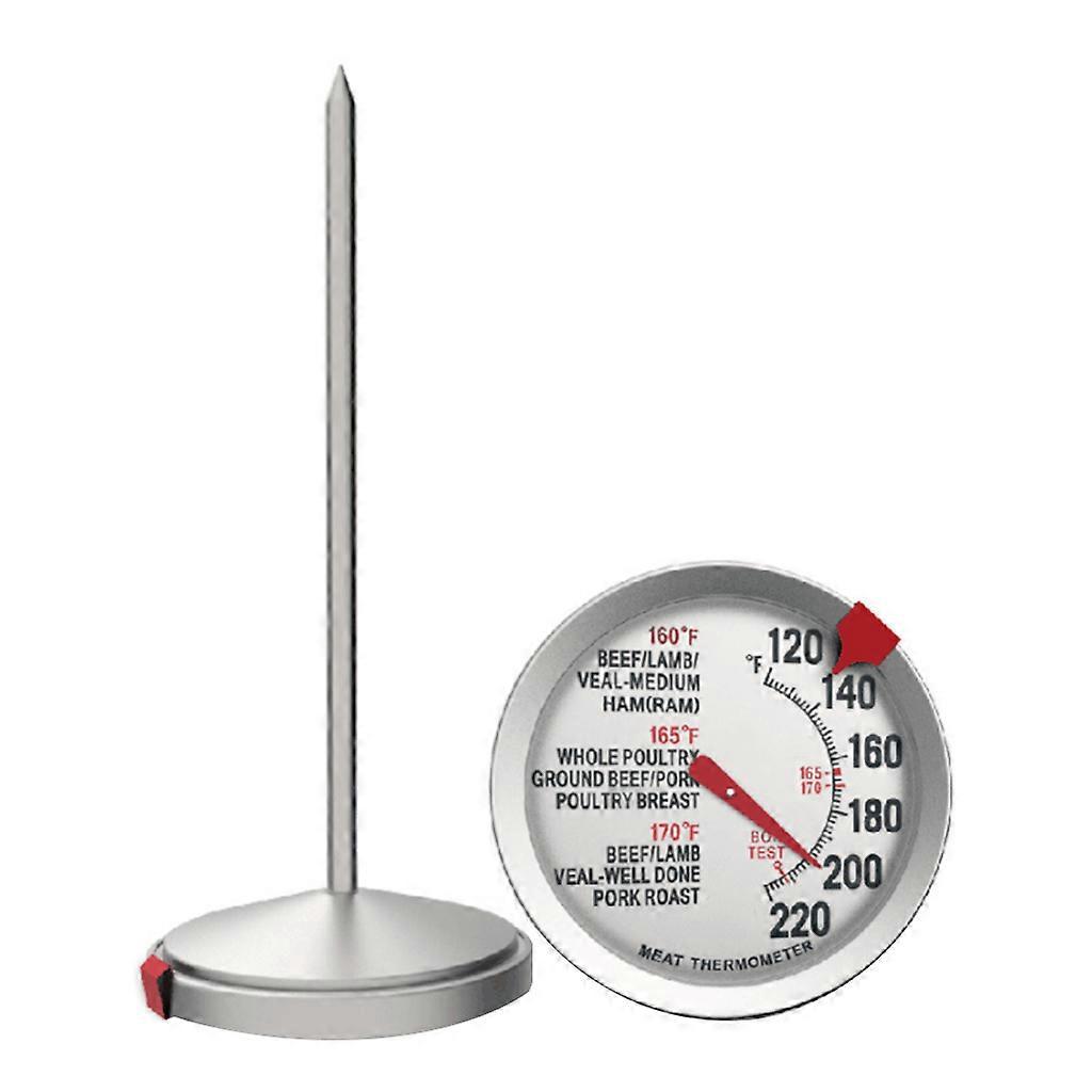 Edelstahl-fleischthermometer Mit Großem Zifferblatt, Wasserdicht, Ideal Zum Grillen, Backen Und Für Geflügel, Mit Langer Sonde.