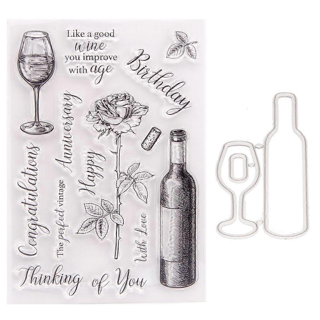 Stanzformen Für Weingläser, Scrapbooking-stempelset, Klare Blumenbuchstaben-stempel