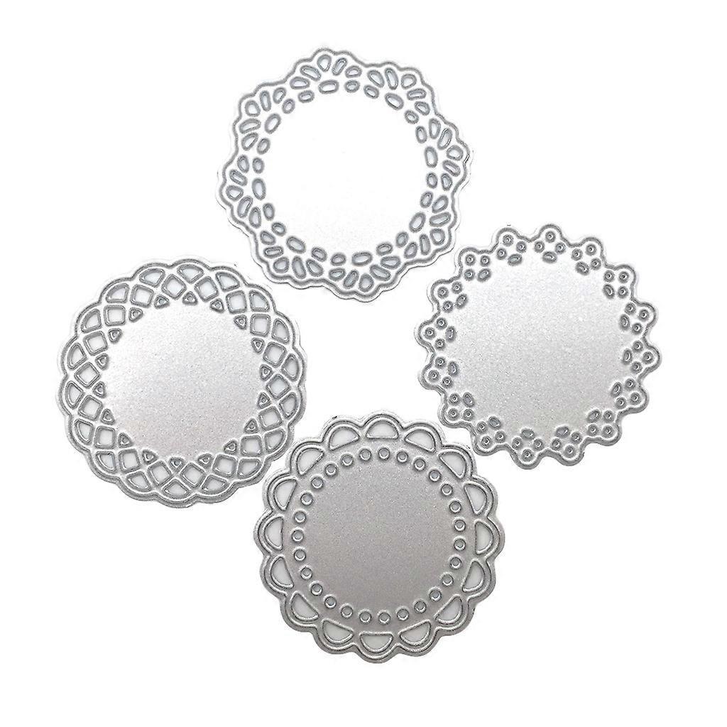 4-teiliges Set Runde Spitzen-stanzformen, Deckchen-kreis-prägeformen, Schriftzug-schablonen