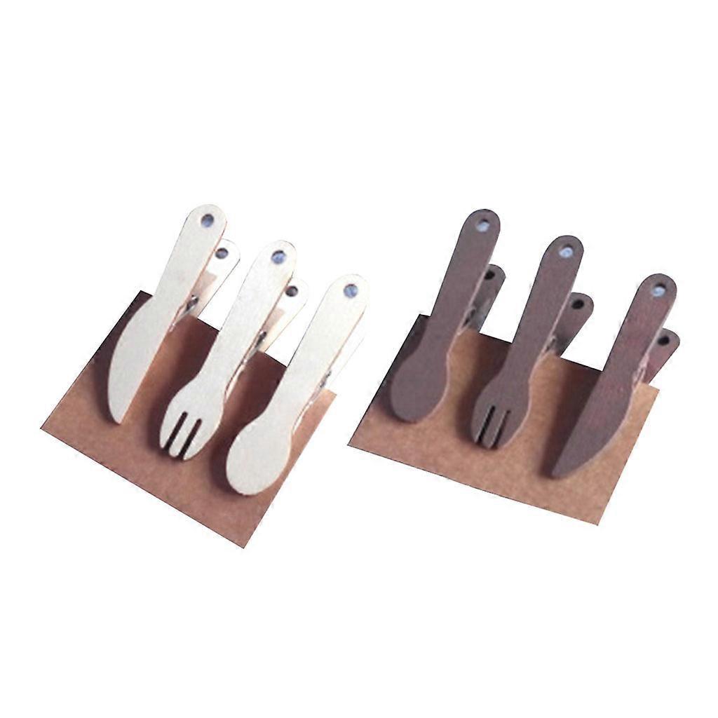3-teiliges Set Holzbesteck: Messer, Gabel, Löffel, Clips, Snack-verschlussklammern, Ticketmappe, Fotopapier-bastelsets