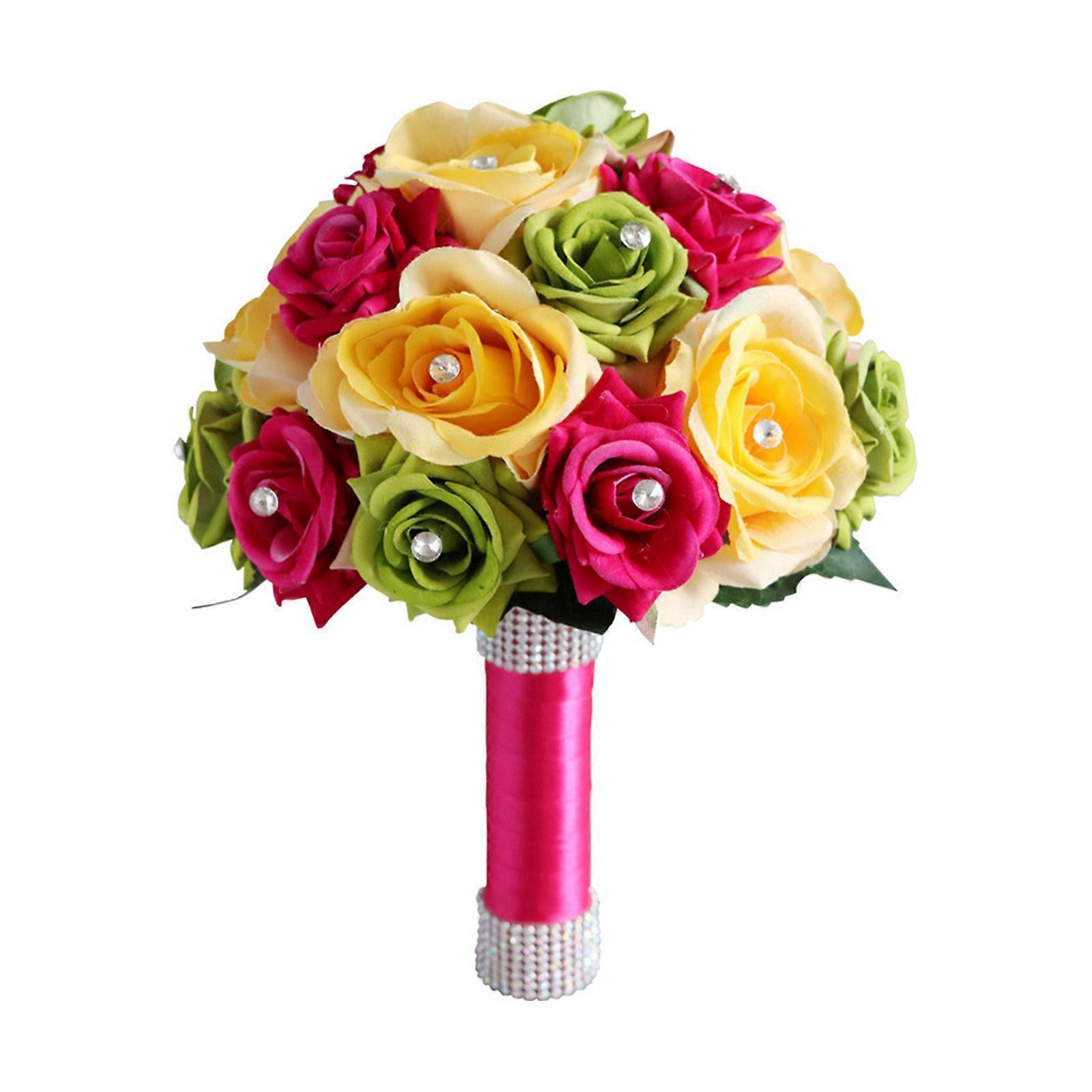Künstlicher, Bunter Rosen-brautstrauß, Romantische Braut Mit Blumen, Brautjungfernsträuße Zum Valentinstag