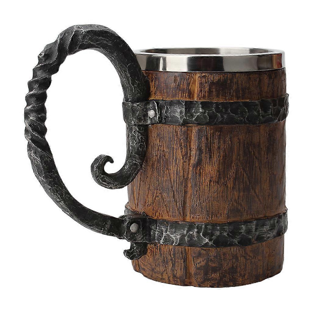 Bierkrug Im Holz-look, Bierbecher In Holzfass-optik, Doppelwandig