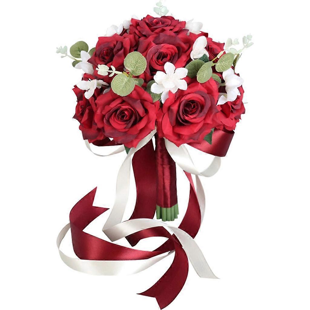 Brautjungfer Hält Blume Für Feier, Kirche, Zuhause, Hochzeit, Romantischer Rosenstrauß