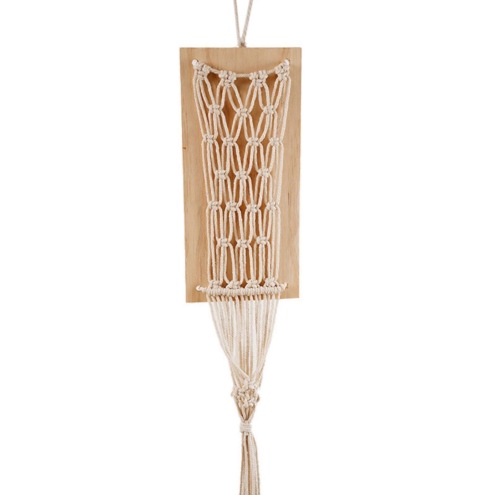 Makramee-wandbehang Für Trockenblumen Mit Holzbrett, Handgefertigter, Bohemischer Blumentopf, Pflanzenhänger, Pflanzkorb Für Drinnen Und Draußen