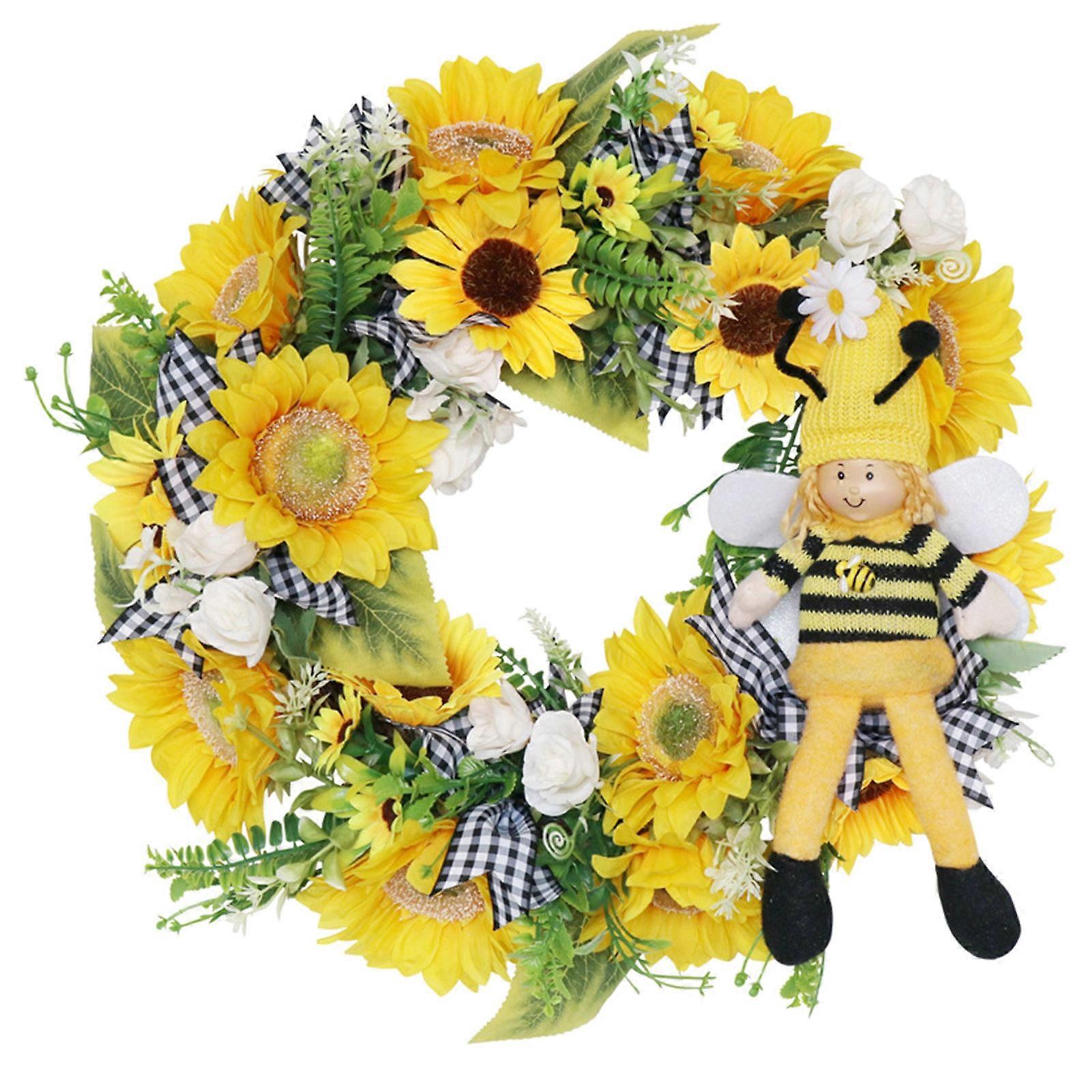 Bienen-tag Sonnenblumenkranz Künstliche Honigbienen-girlande Zum Aufhängen Für Zuhause, Landhausstil, Feste Und Partys