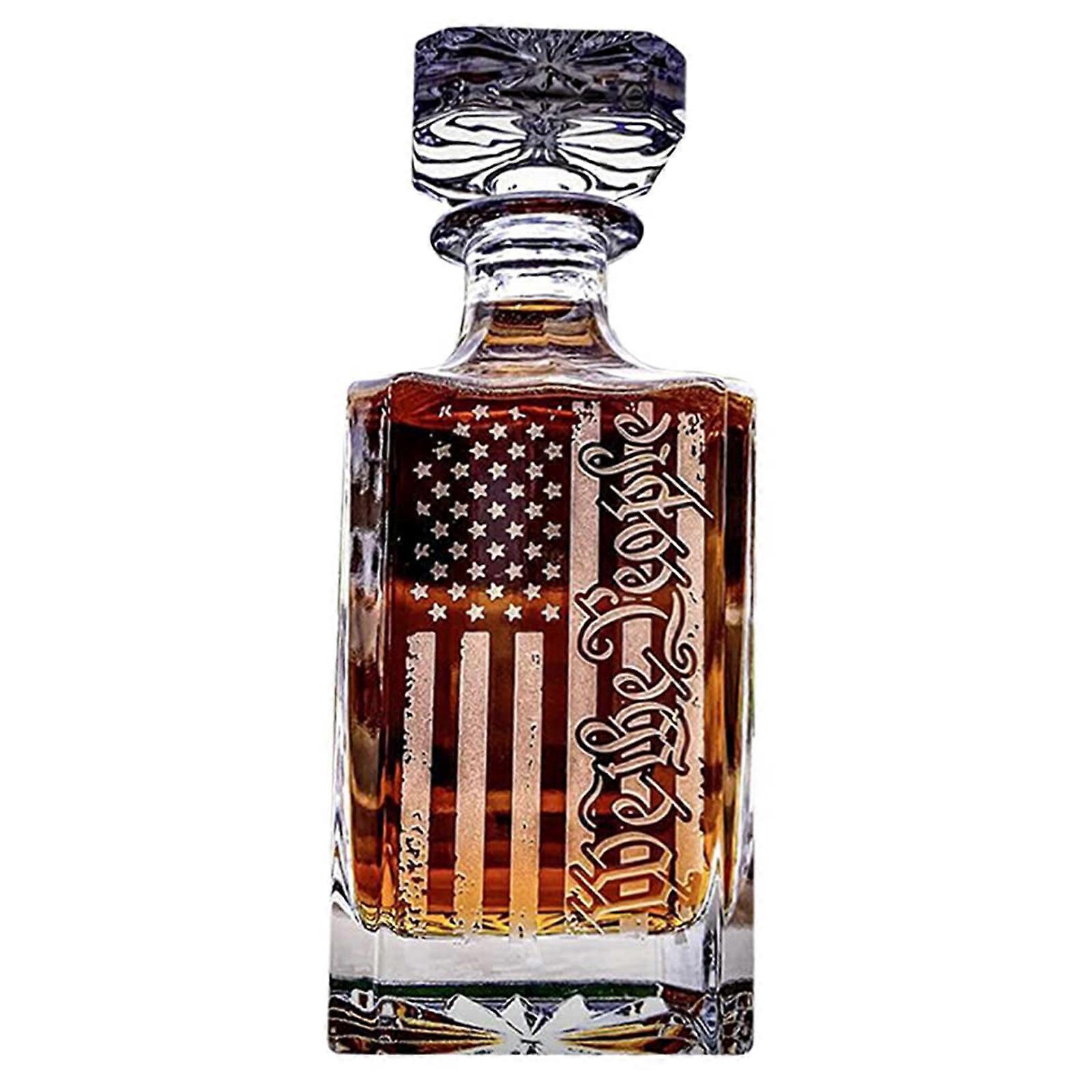 Whiskykaraffe Mit Gravur „we The People“ Und Amerikanischer Flagge (ohne Weingläser)