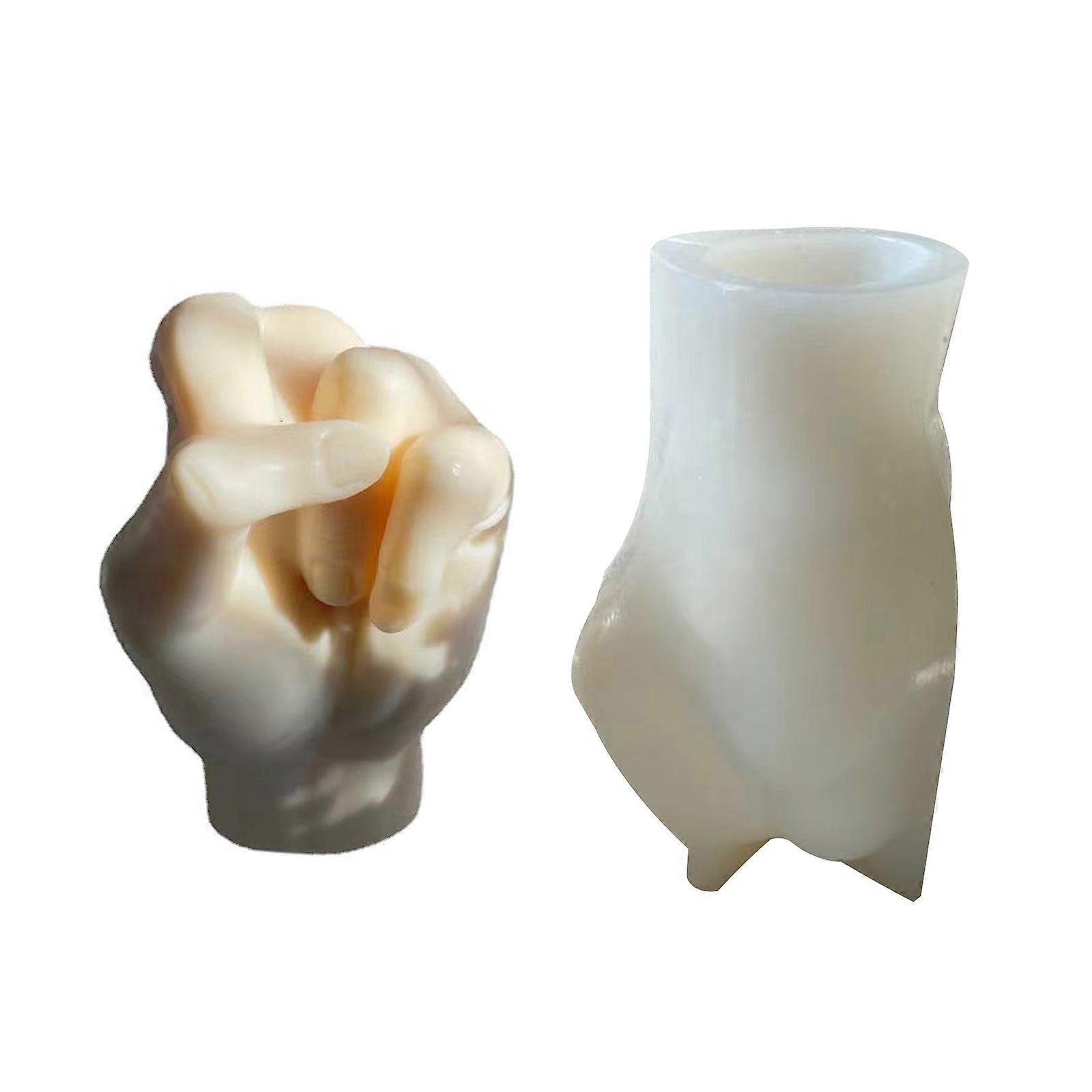 3d-form Aus Kristall-epoxidharz In Form Einer Großen Faust, Die Eine Duftkerze In Faustform Enthält