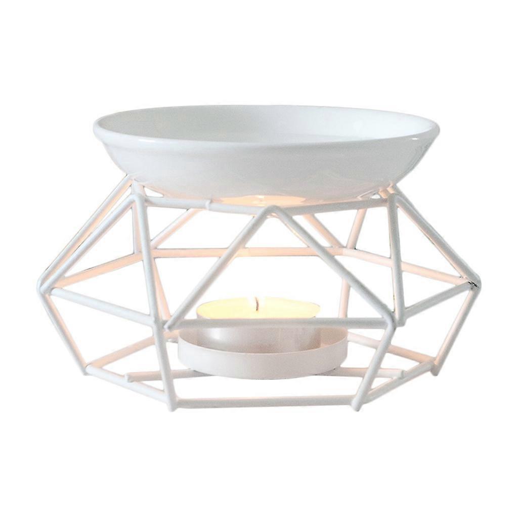 Aromalampe Aus Metall Für Duftölbrenner, Geometrischer Keramik-teelichthalter Für Ätherische Öle, Wachsschmelzlampe, Duftdiffusor
