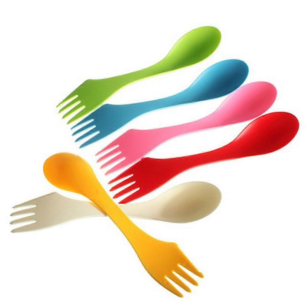 6-teiliges 3-in-1-besteckset (löffel, Gabel, Messer) In Verschiedenen Bonbonfarben, Tragbar