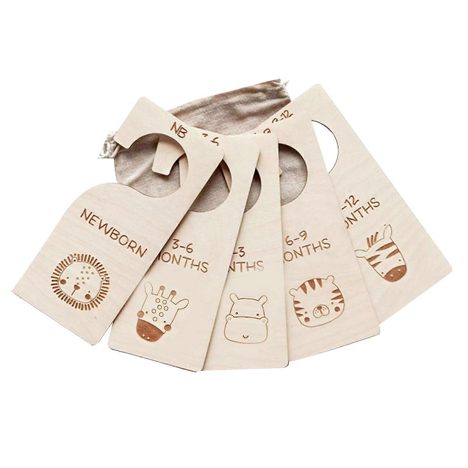 5-teiliges Set Babykleiderschrank-größentrenner Aus Holz, Organizer Für Babykleiderschränke Von Neugeborenen Bis 12 Monate, Für Babyzimmer Und Kinderzimmer