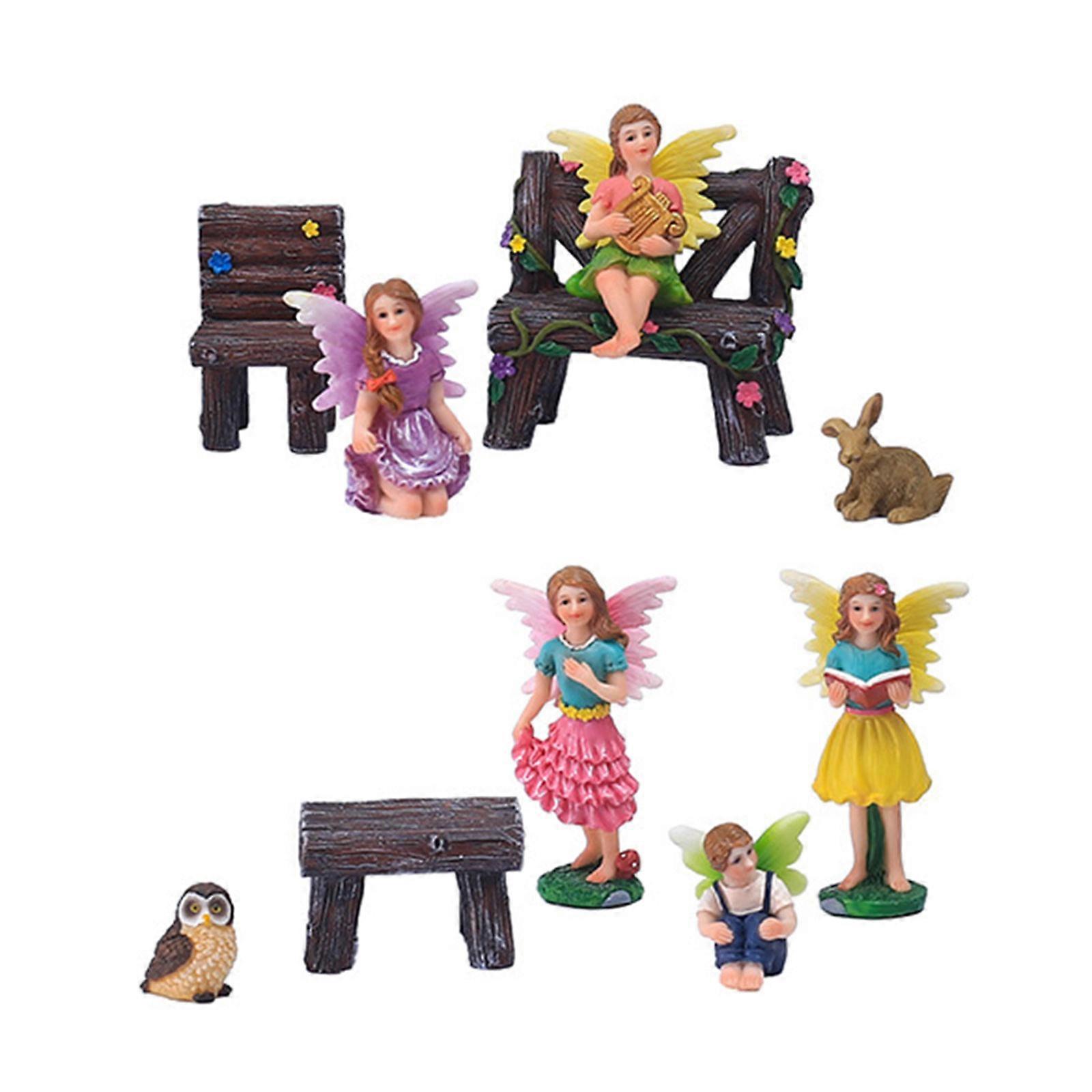 Miniatur-gartenfeenstatuen-set, 10-teiliges Set Mini-harzfeenfiguren Für Drinnen Und Draußen, Garten, Mikrolandschaftsdekoration, Puppenhaus, Topfpflanzen