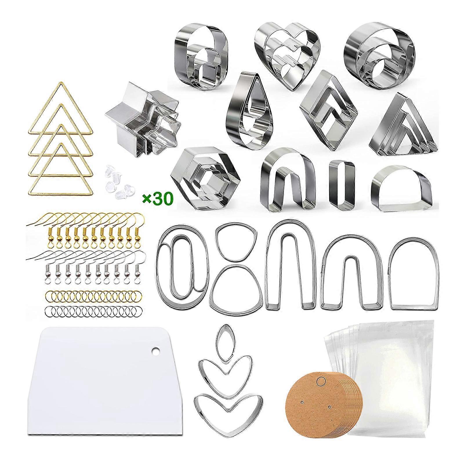 141-teiliges Set Aus Keramik-ton-ausstechern, Edelstahl-ohrringausstechern Mit Ohrringkarten Und Haken Für Polymer-ohrringe