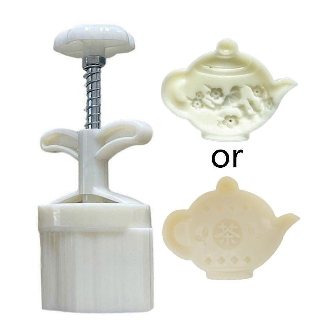 Mondkuchenformen, Mondkuchenstempel, Handdruck, Kunststoffmaterial, Pflaumen-teekannenform