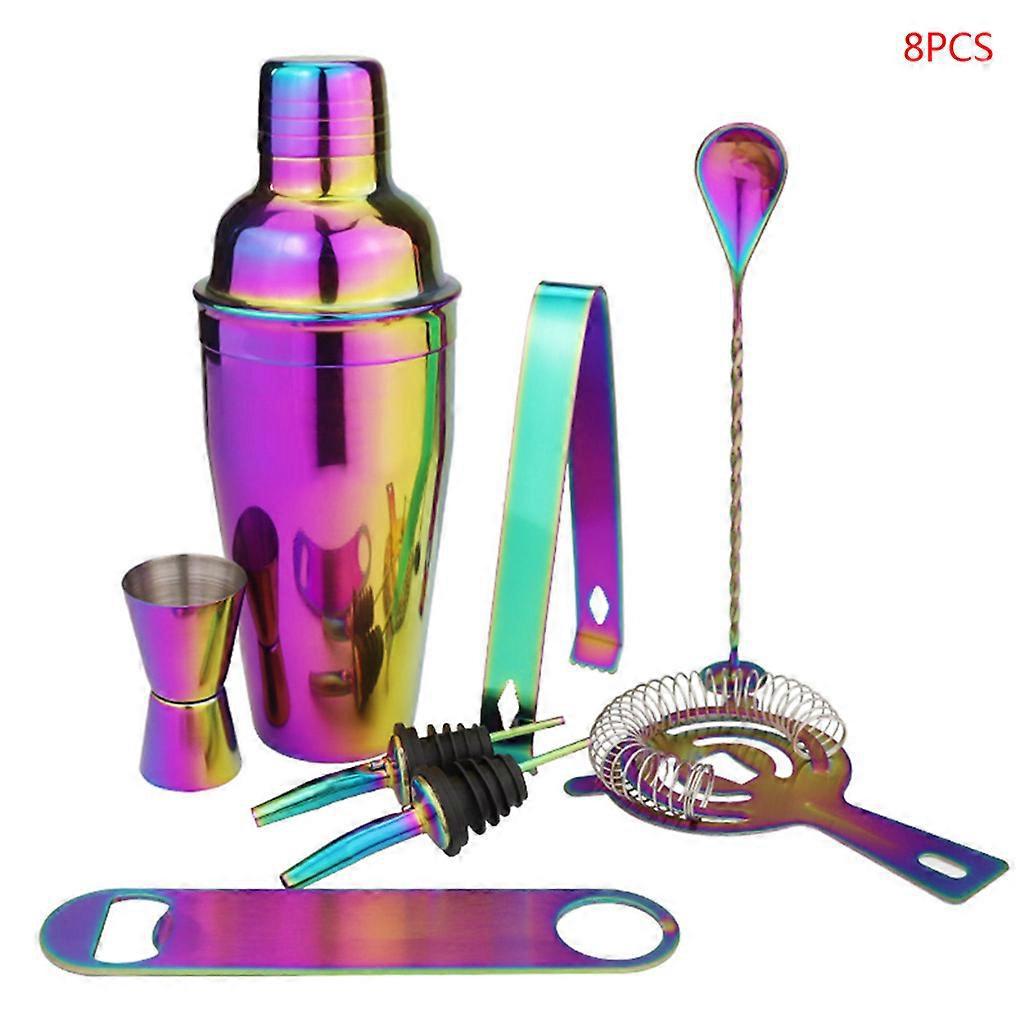 8-teiliges Farbenfrohes Cocktail- Und Weinshaker-set Aus Edelstahl Für Barkeeper