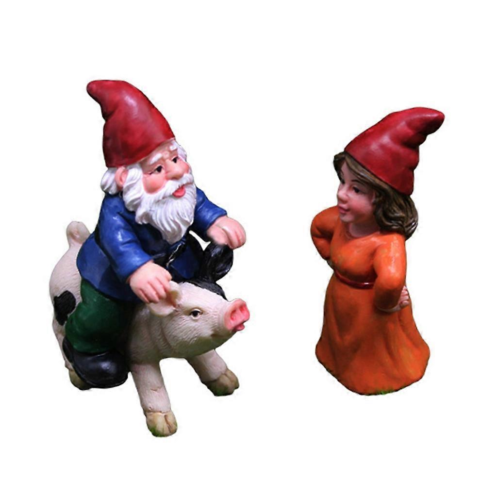 Lustige Reitschwein-zwergfiguren Aus Kunstharz, Skulptur Für Drinnen Und Draußen, Garten