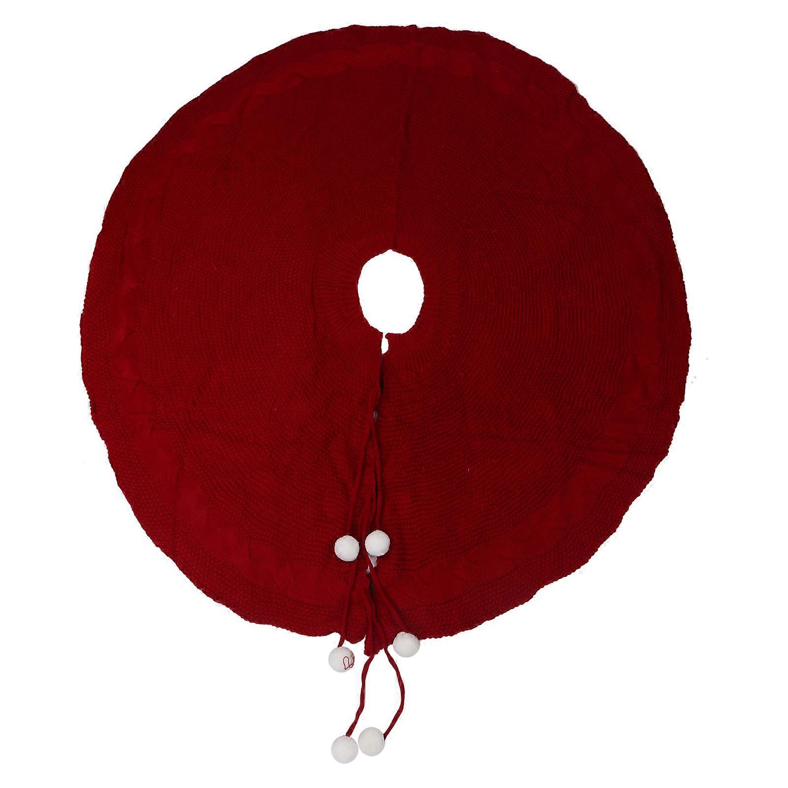 Weihnachtsbaumrock 122 Cm (48 Zoll) Rustikale Weihnachtsdekoration Dick Gestrickt Rot