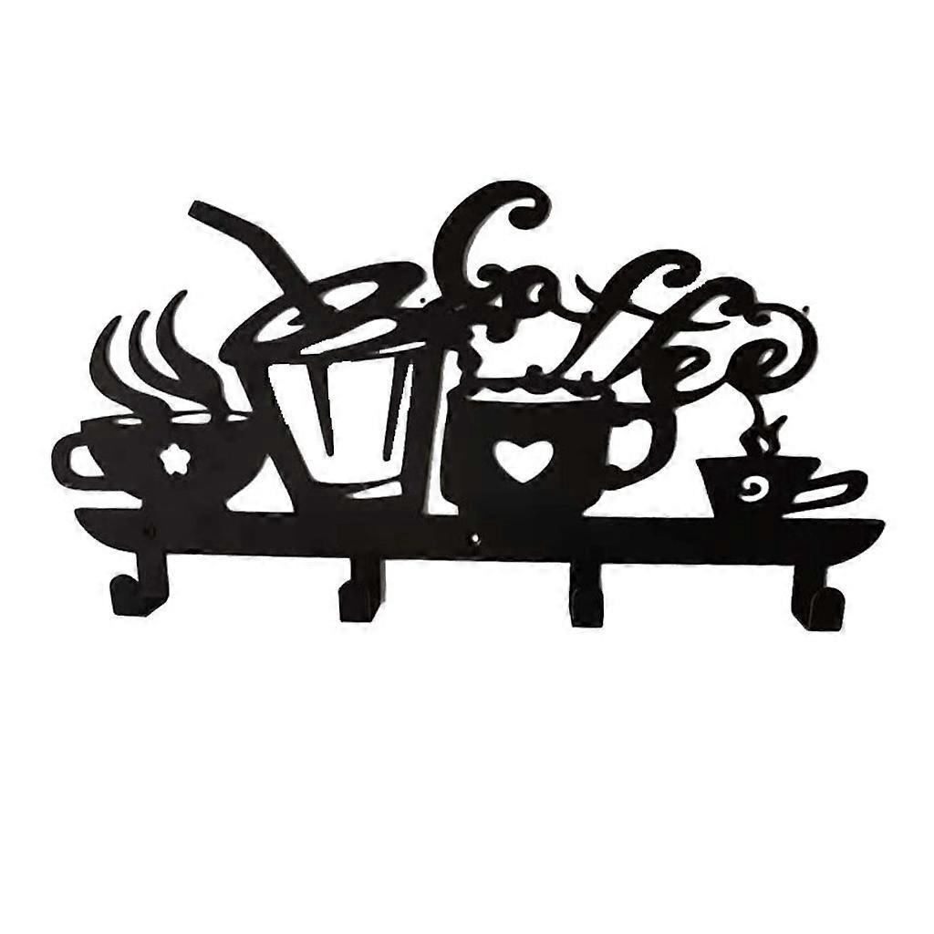 Kreatives 4-haken-wandhalterungs-kaffeebecher-abtropfhaken-schwarzes Metall-becherregal Zum Aufhängen