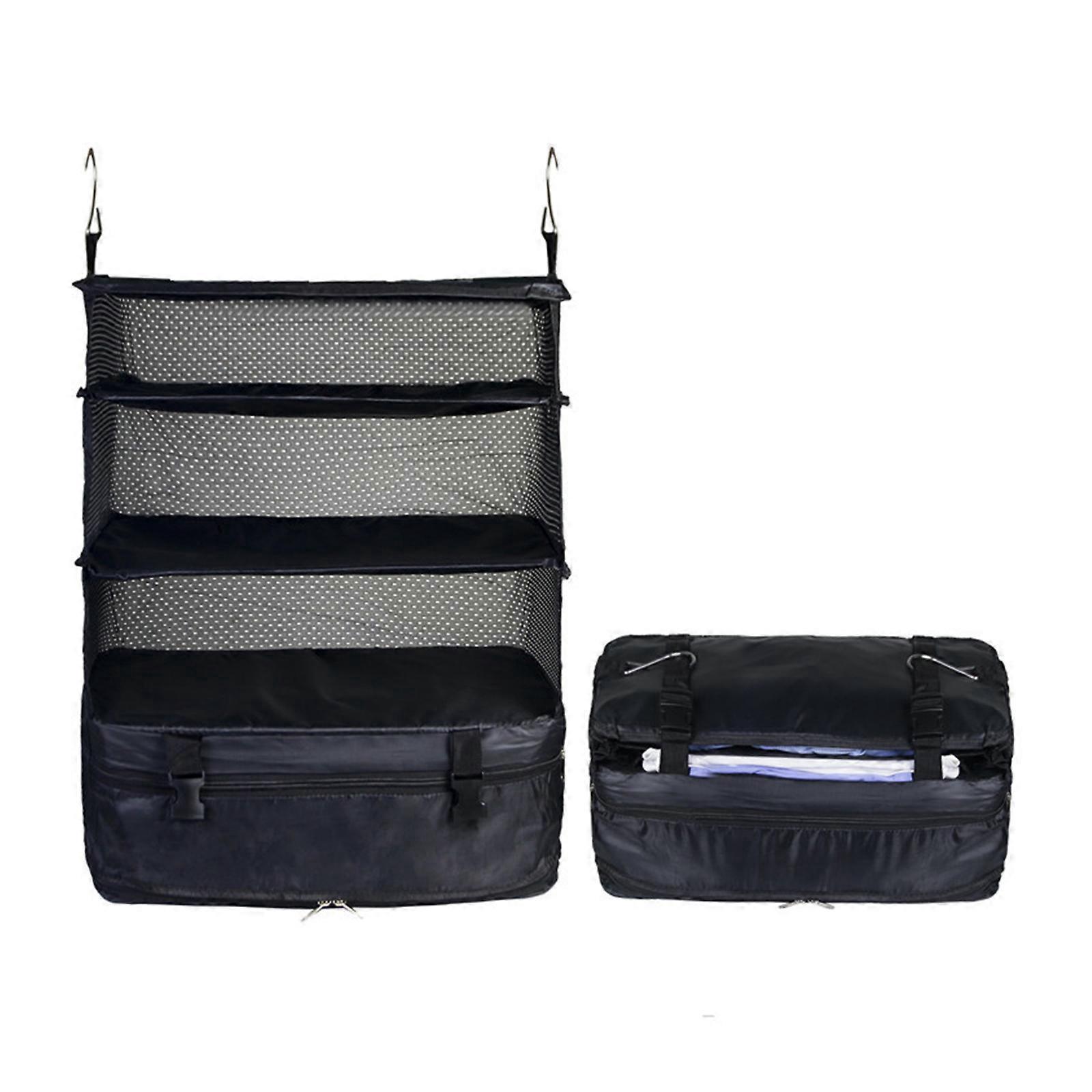 Reise-aufbewahrungstasche Für Kleidung, 3 Fächer Mit Haken, Faltbar, Tragbar, Ideal Für Outdoor-reisen, Camping, Unterwäsche, Socken