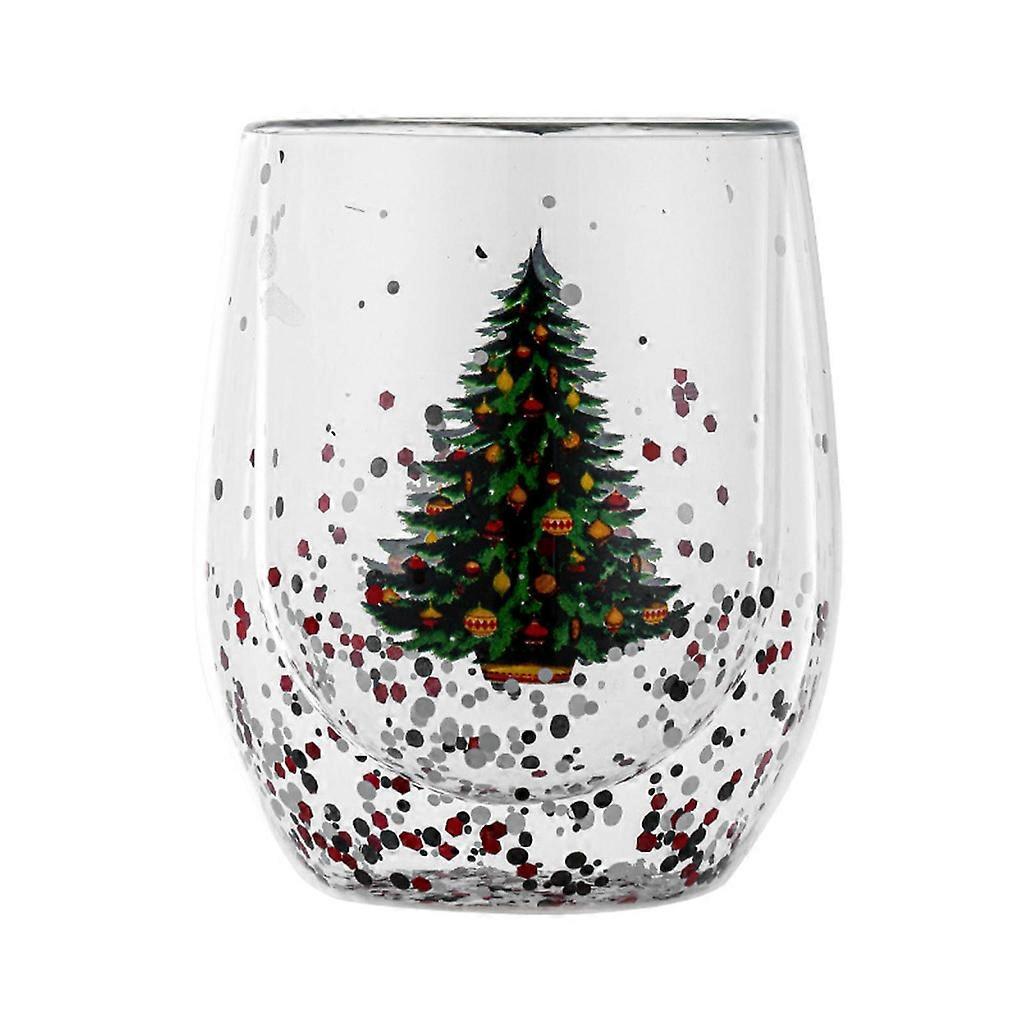Glitzernder Weihnachtsbaumbecher, Transparentes Doppelwandiges Glas Für Wasser, Milch Und Kaffee