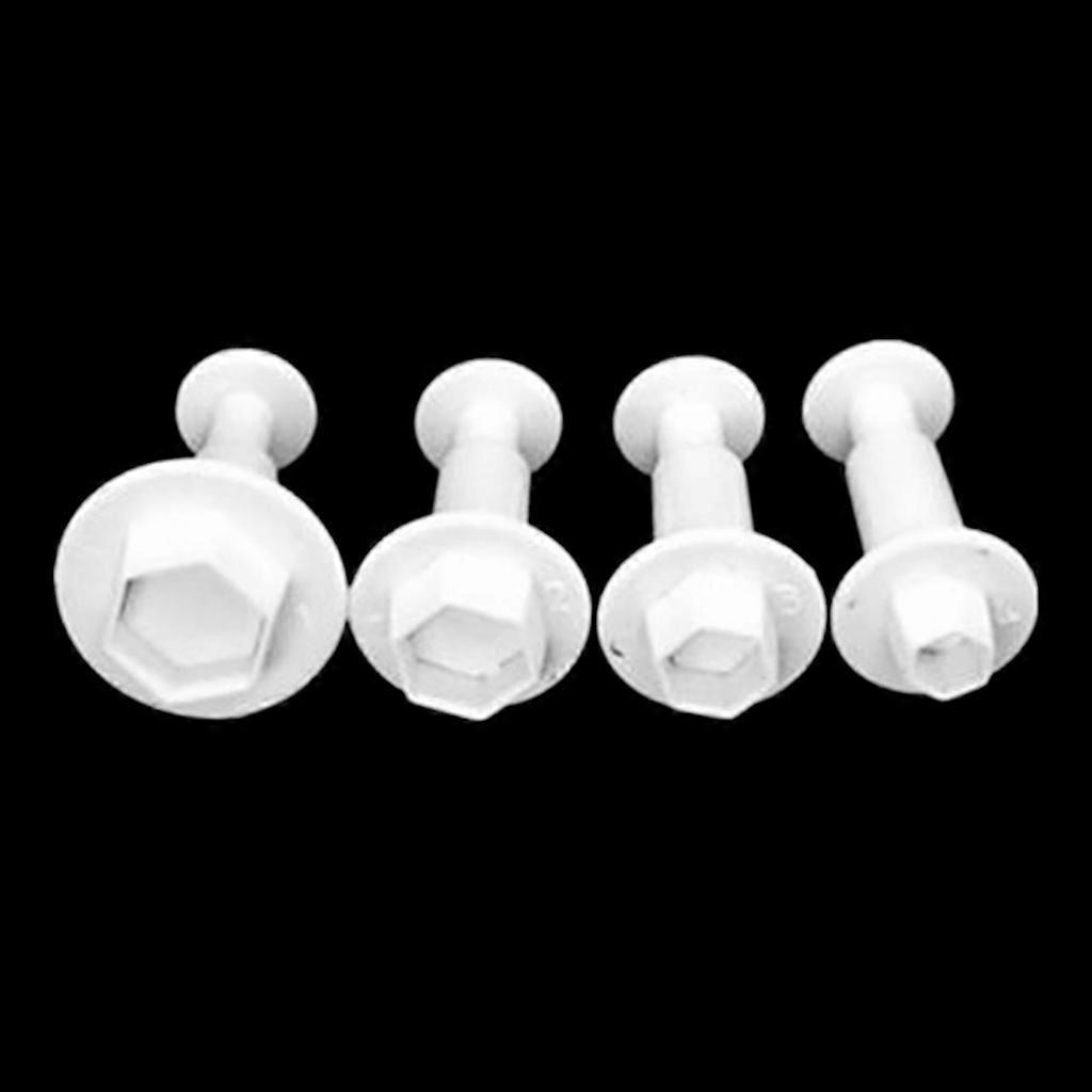 4-teiliges Sechseckiges Kunststoff-kuchenform-set, Schokoladen- Und Keksausstecher, Fondant-dekorationswerkzeuge
