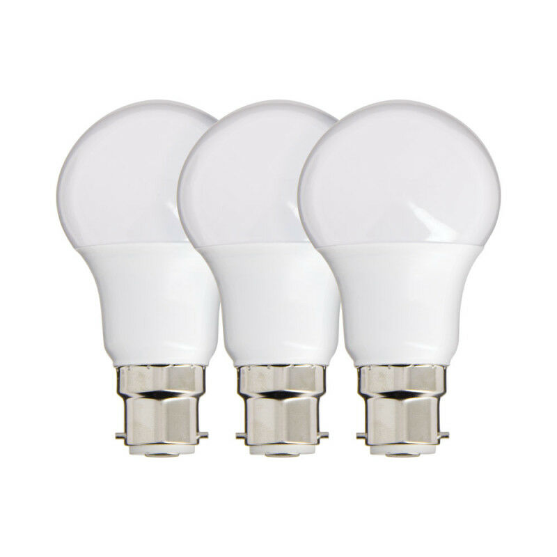 3er-pack Led-lampen Smd A60, Milchglasartig, B22 – 806 Lm, 8,8 W (entspricht 60 W), Warmweiß 2700 K, Energieeffizienzklasse A++