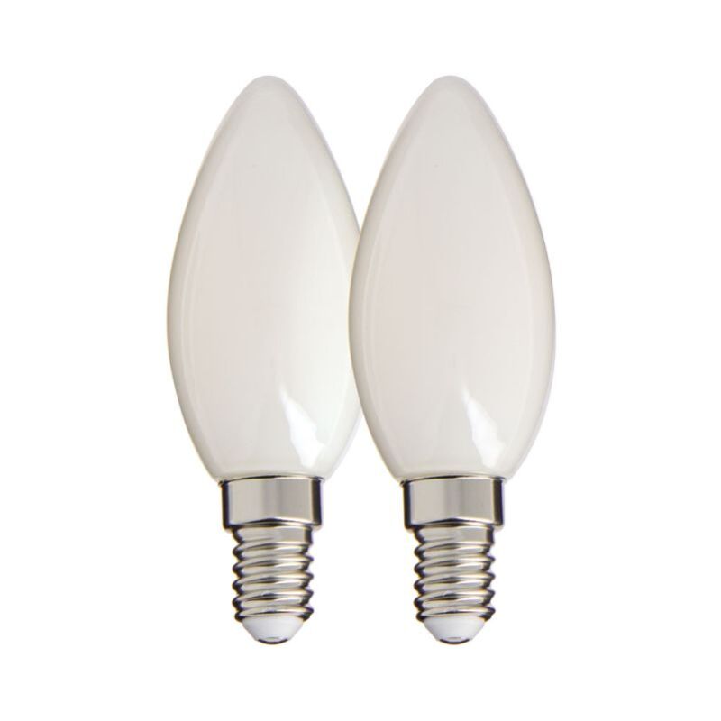 2er-pack Led-fadenlampen Mit Flammeneffekt, Milchig, E14-fassung, 470 Lm, Entspricht 40 W, 2700 K, Warmweißes Licht Für Kronleuchter Und Wandlampen