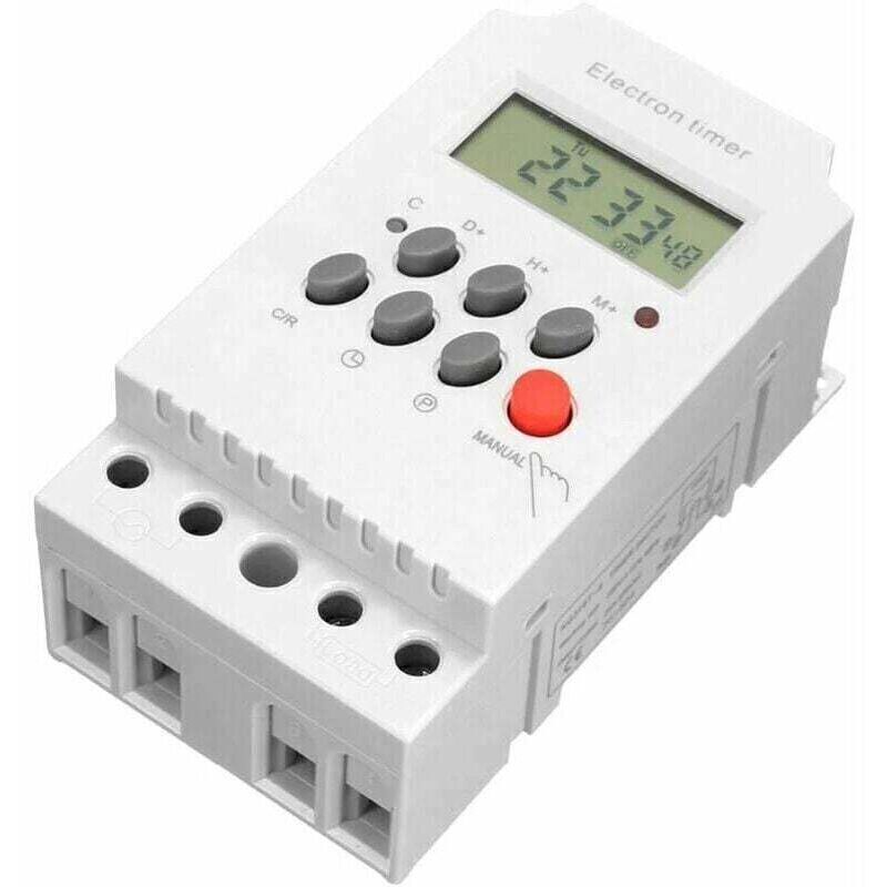 Amxcnoy Programmierbarer Digitaltimer Ac 220v 25a, Din-schienen-elektroniksteuerung Mit Lcd-anzeige, Uhr – Weiß