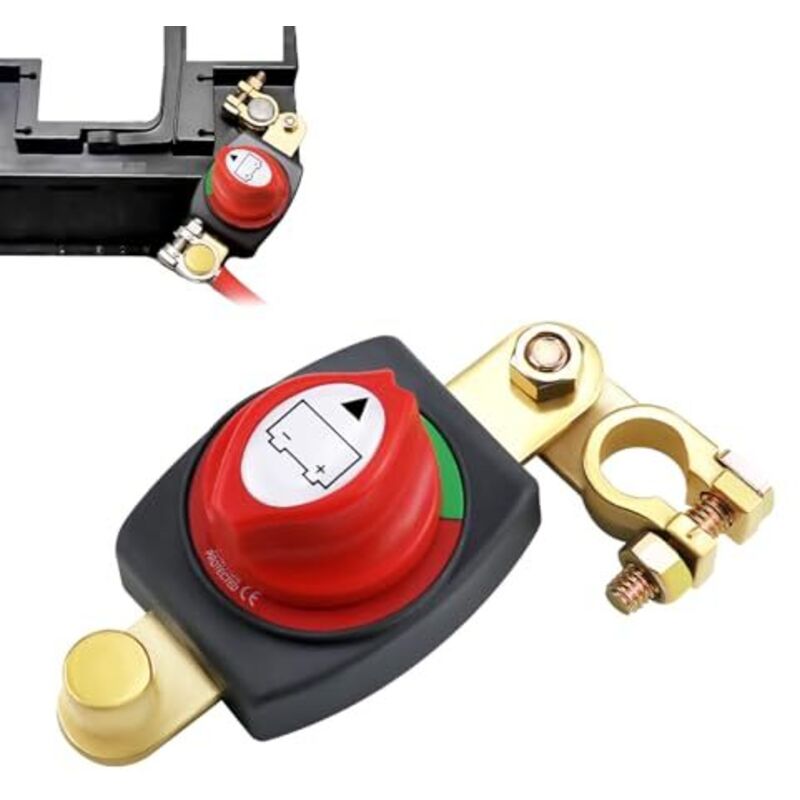 Amxcnoy 12v/24v/48v Batterietrennschalter, 180° Verstellbarer Autobatterietrennschalter, Batterietrennschalter Für Den Oberen Pol, Für Auto, Boot, Lkw, Motorrad