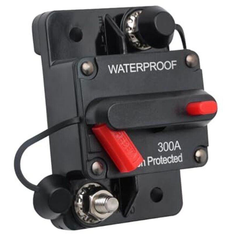 Amxcnoy 300a Dc12-48v Manuell Rückstellbarer Leitungsschutzschalter Mit Sicherungshalter, Wasserdichter Kfz-leitungsschutzschalter Für Auto, Boot, Elektromotor, Schifffahrt