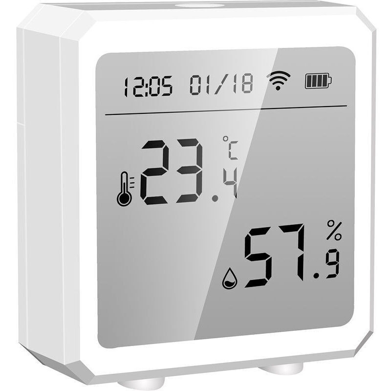 Amxcnoy Tuya Smart Wifi Innenthermometer Mit Temperatur- Und Feuchtigkeitssensor, App- Und Fernbedienungssteuerung, Lcd-display, Umschaltbarem Temperatur-/feuchtigkeitssensor (°c/°f), Kompatibel Mit A