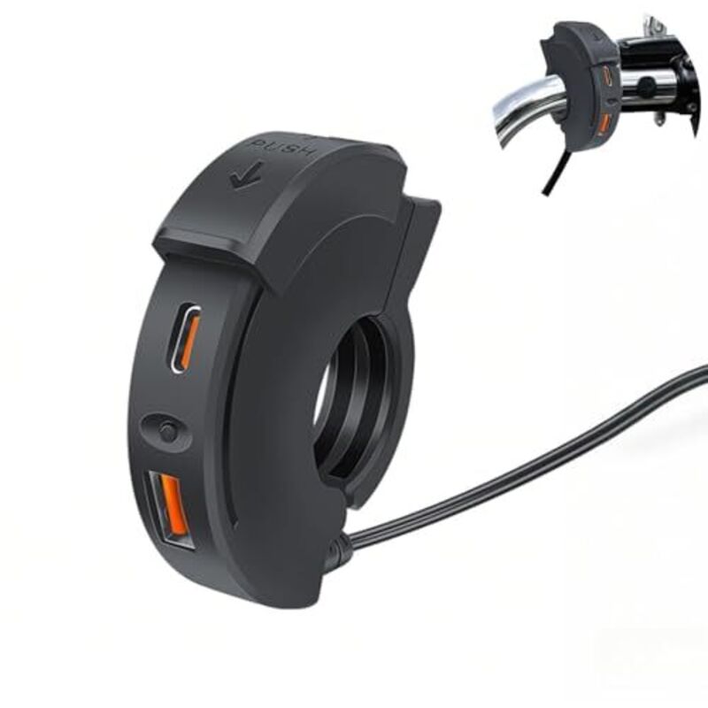 Amxcnoy 48w Usb-motorradladegerät, 2 Anschlüsse (qc3.0 18w + Pd3.0 30w) Mit Schalter, Ip65, 12-24v Usb-c-stecker - Schnellladen Für Reisen/abenteuer/outdoor-einsätze - Kompatibel Mit Handys/gps/kamera