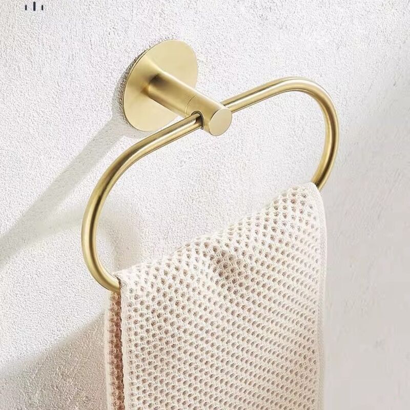 Amxcnoy Selbstklebender Ovaler Handtuchhalter Für Badezimmer Aus Edelstahl Sus 304 – Wandmontage, Gold