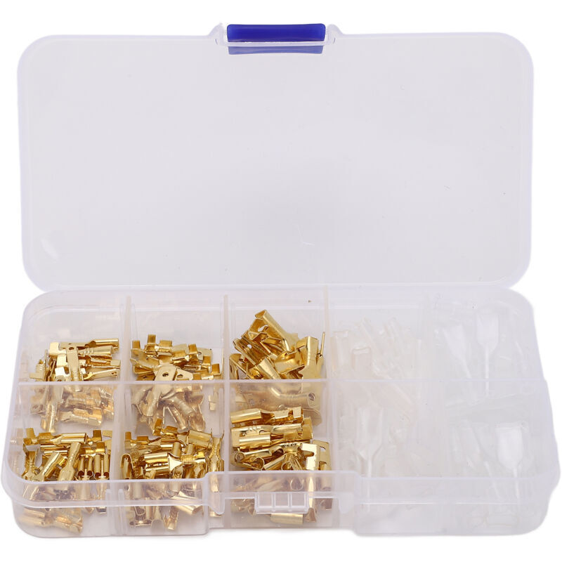 Amxcnoy Set Mit 135 Goldfarbenen, Kaltgepressten Crimp-anschlüssen (stecker Und Buchse), 2,8, 4,8, 6,3 Mm