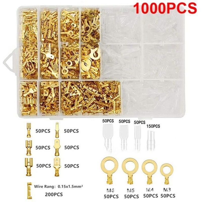 Amxcnoy 1000 Stück Stecker-buchsen-crimp-anschlussklemmen Isolierte Klemmenblöcke 2,8 4,8 6,3 Mm Gold