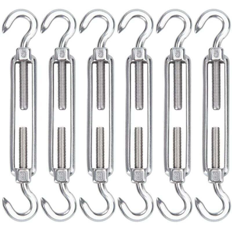 Amxcnoy M5 Edelstahl-kabelspanner, 6er-pack Drahtspannhaken Und Verstellbarer Haken, Hochleistungs-spannhaken Und Haken Für Seilkabel, Wäscheleinen, Gitter Für Sonnenschutzinstallationen.