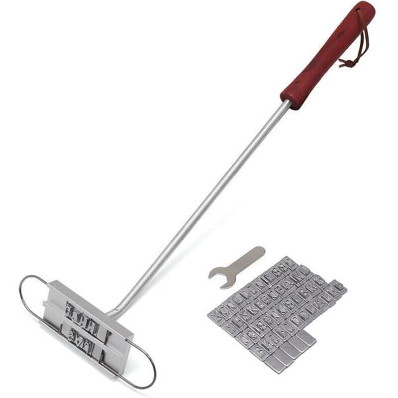 Amxcnoy Grillwerkzeug-sets, Grillbrenneisen Mit Individuell Gestaltbaren Aluminiumbuchstaben, Lebensmittelbrenneisen Mit Holzgriff Und Aufhängeöse, Diy-freundliches Fleischbranding